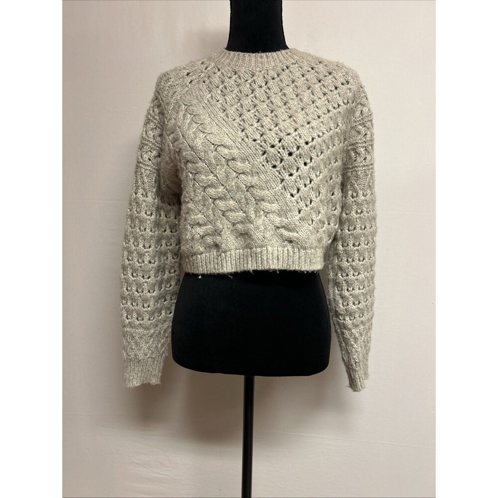 Altard State XS Womens Cropped Sweater Beige Boho Cozy Cottagecore Pullover